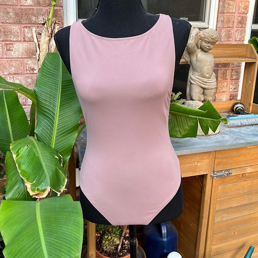 NWT Free People Boatneck Seamless Bodysuit Cafe color Size M